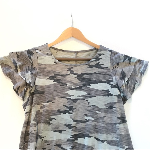 NEW Isabel Maternity Gray Camo Flutter Short Sleeve Midi Dress XS - Picture 4 of 8